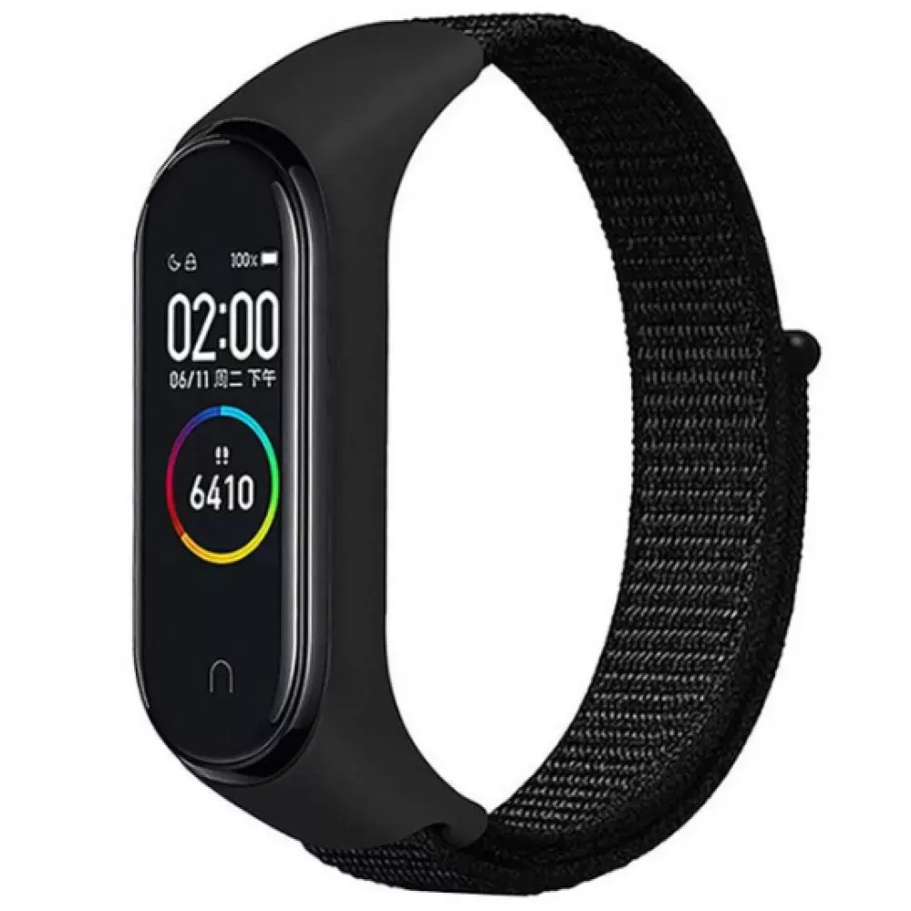 Ремінець Nylon Xiaomi Mi Band 5 6 7 — Black