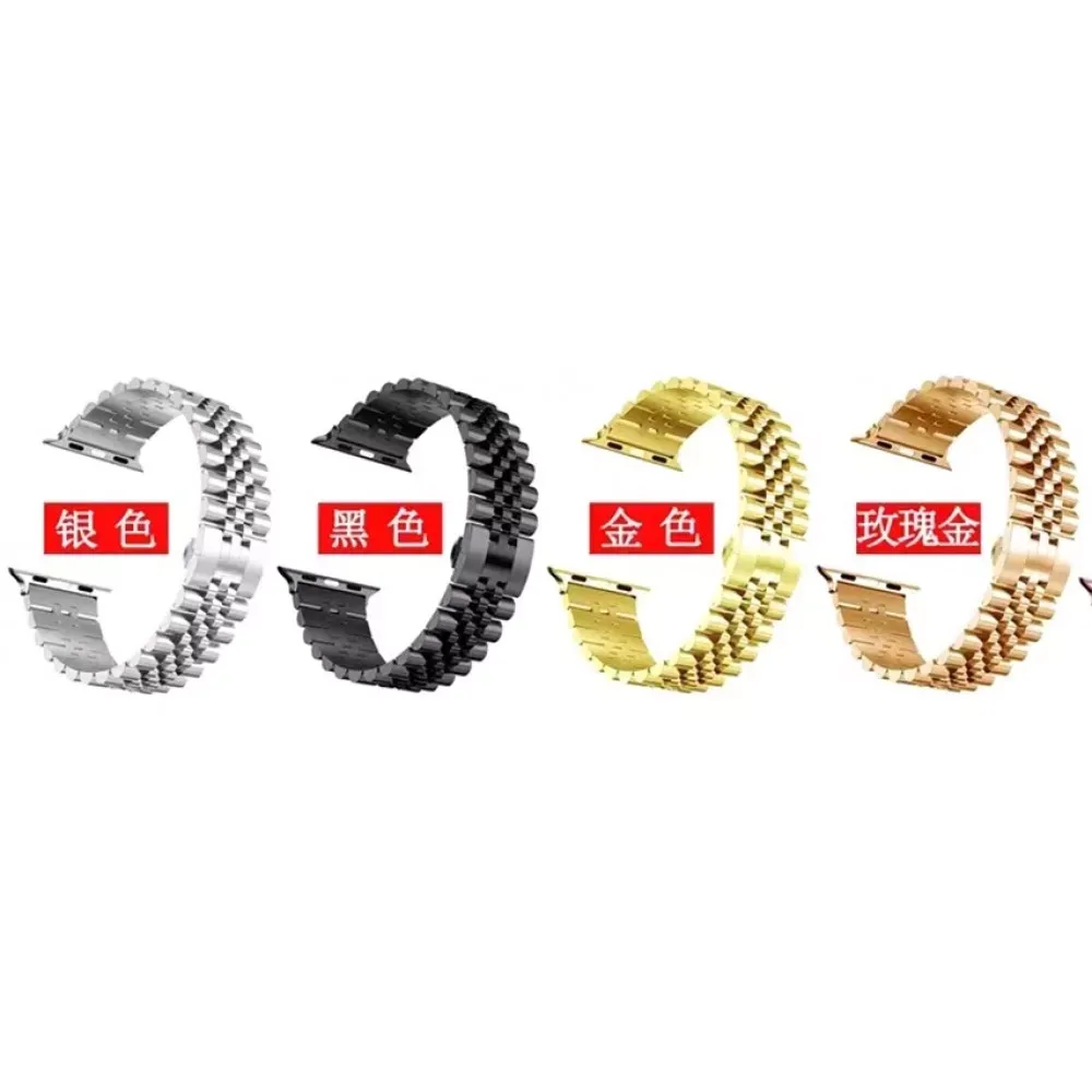 Ремінець Rolex 5 Bead Apple Watch 42 mm 44 mm 45 mm 49 mm Black — фото 4