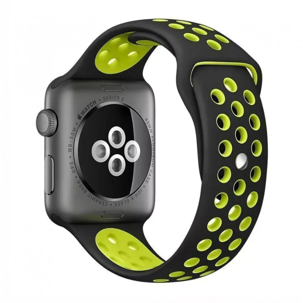 Ремінець Sport Nike Apple Watch 38 mm 40 mm 41 mm — Black & Yellow — Различные Apple Watch Series 7 41 mm, Apple Watch Series 3 38 mm, Apple Watch Series 4 40 mm
