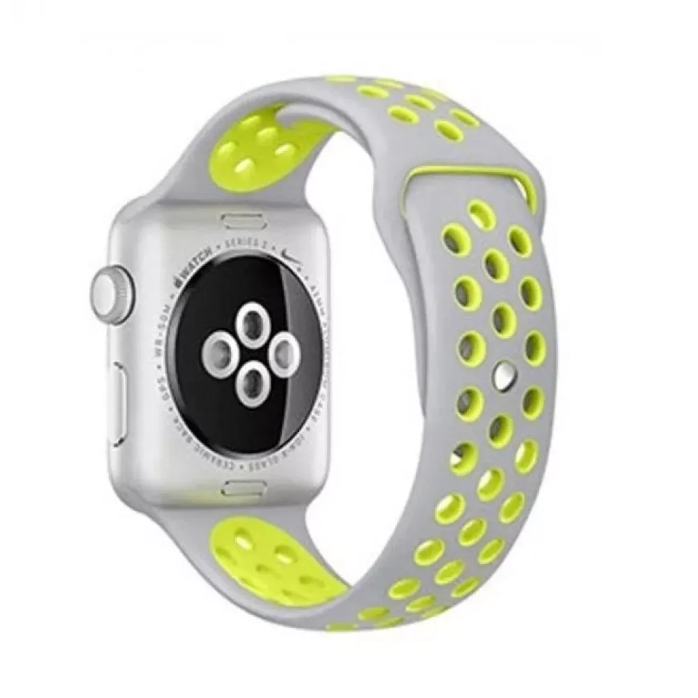 Ремінець Sport Nike Apple Watch 38 mm 40 mm 41 mm — Gray & Yellow — Различные Apple Watch Series 7 41 mm, Apple Watch Series 3 38 mm, Apple Watch Series 4 40 mm