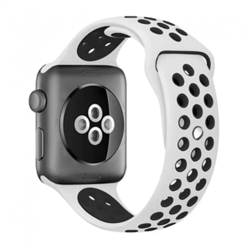 Ремінець Sport Nike Apple Watch 38 mm 40 mm 41 mm — White & Black — Различные Apple Watch Series 7 41 mm, Apple Watch Series 3 38 mm, Apple Watch Series 4 40 mm