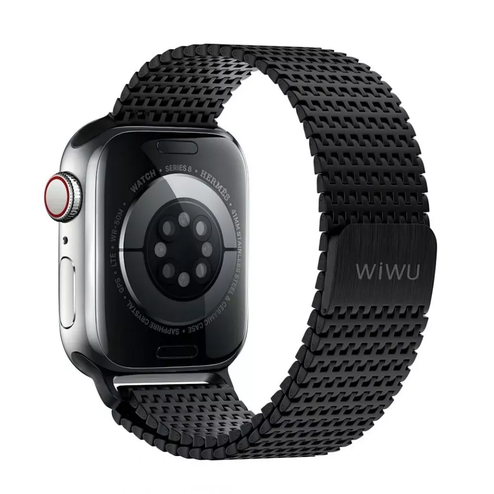 Ремінець Wiwu Wi-WB002  Apple Watch 42 44 45 49 mm__ — Black — Wiwu Apple Watch Series 3 42 mm, Apple Watch Series 4 44 mm, Apple Watch Series 7 45 mm, Apple Watch Series 8 49 mm