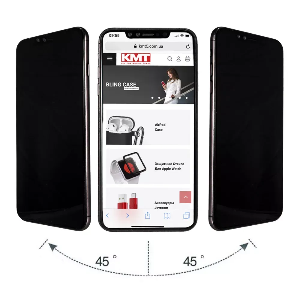 Захисне скло Privacy 3D iPhone 13 / 13 Pro / 14 Black — фото 4