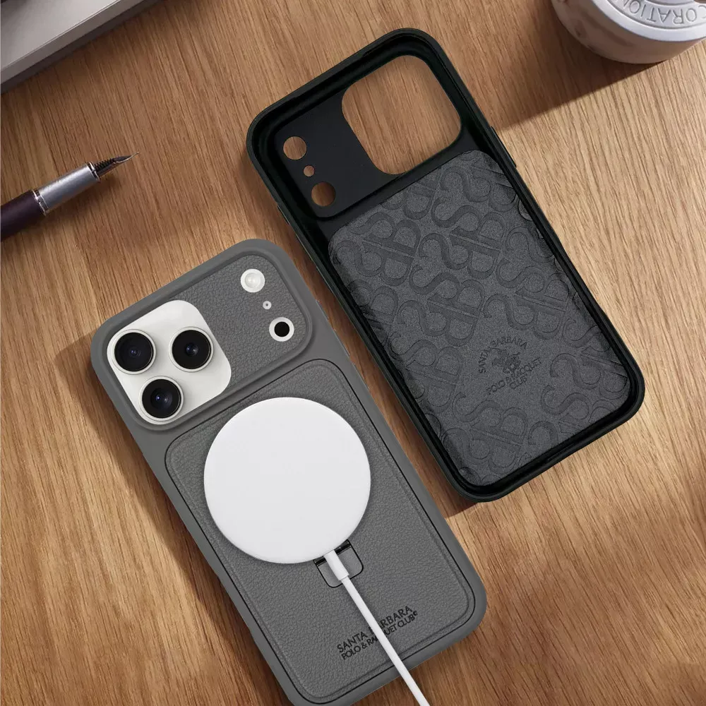 Polo Primo Leather Case iPhone 17 Pro Max — Titanium Grey - фото 7