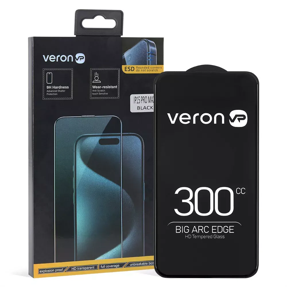 Захисне скло Veron ESD Big ARC edge  — iPhone 15 Pro Max 6.7" Black — VERON Apple iPhone 15 Pro Max