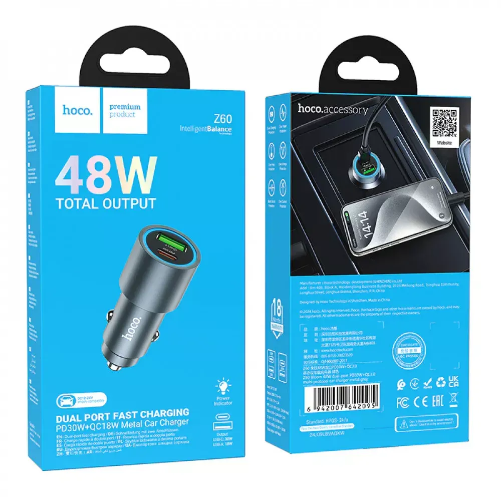 Car Charger | 48W | PD | QC3.0 — Hoco Z60 - фото 3