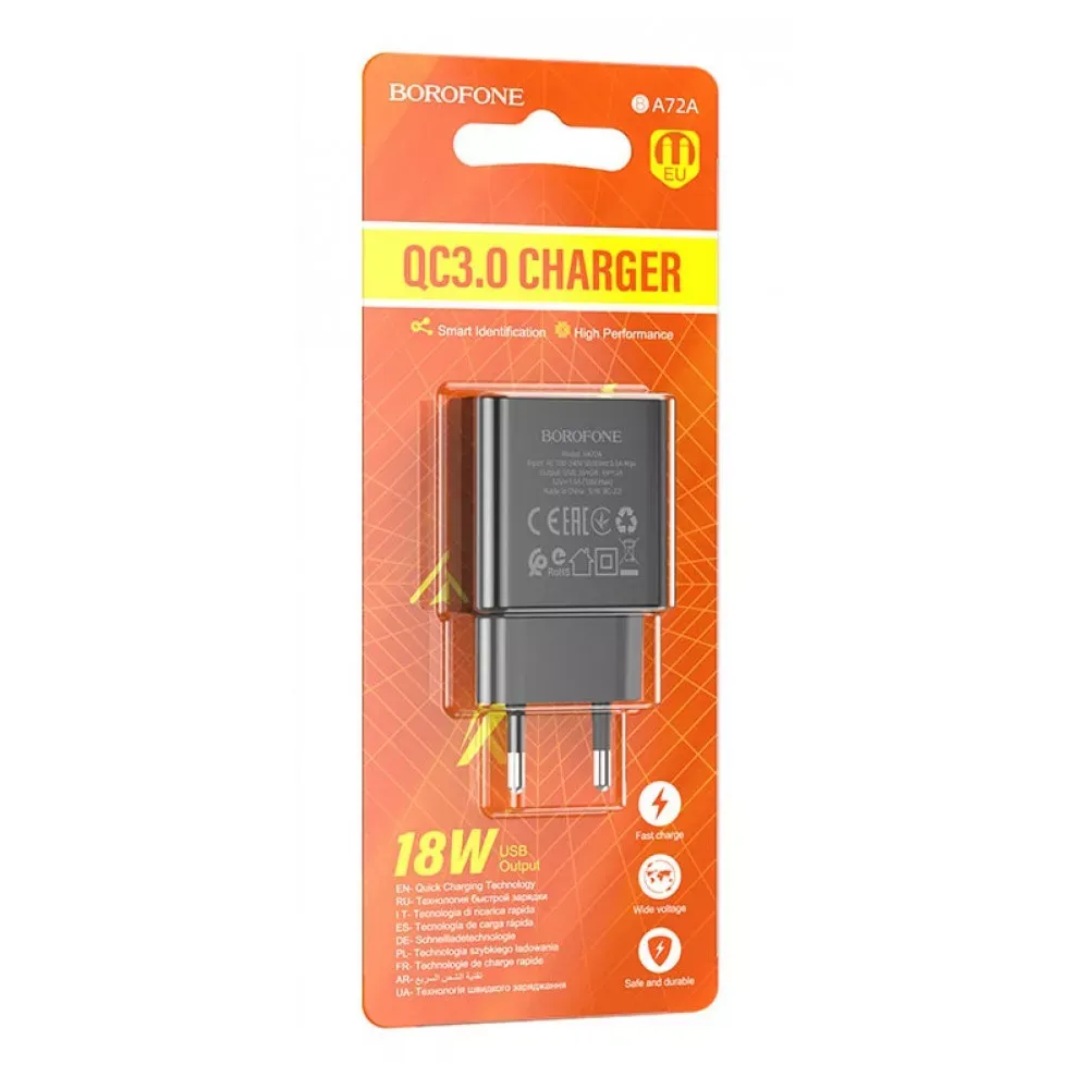 Home Charger | 18W | QC3.0 — Borofone BA72A — Black — фото 4