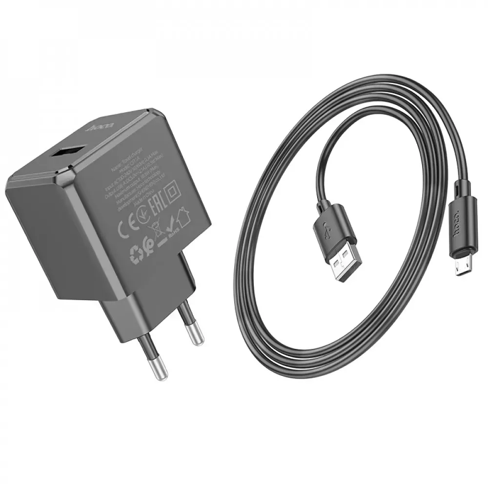 Home Charger | 2.1A | 1U | Micro Cable (1m) — Hoco CS11A — Black - фото 5
