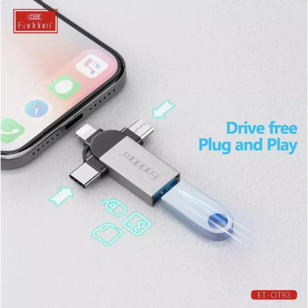 Adapter OTG USB3.0 To Micro USB , Lightning , USB C — Earldom ET-OT93 - фото 5