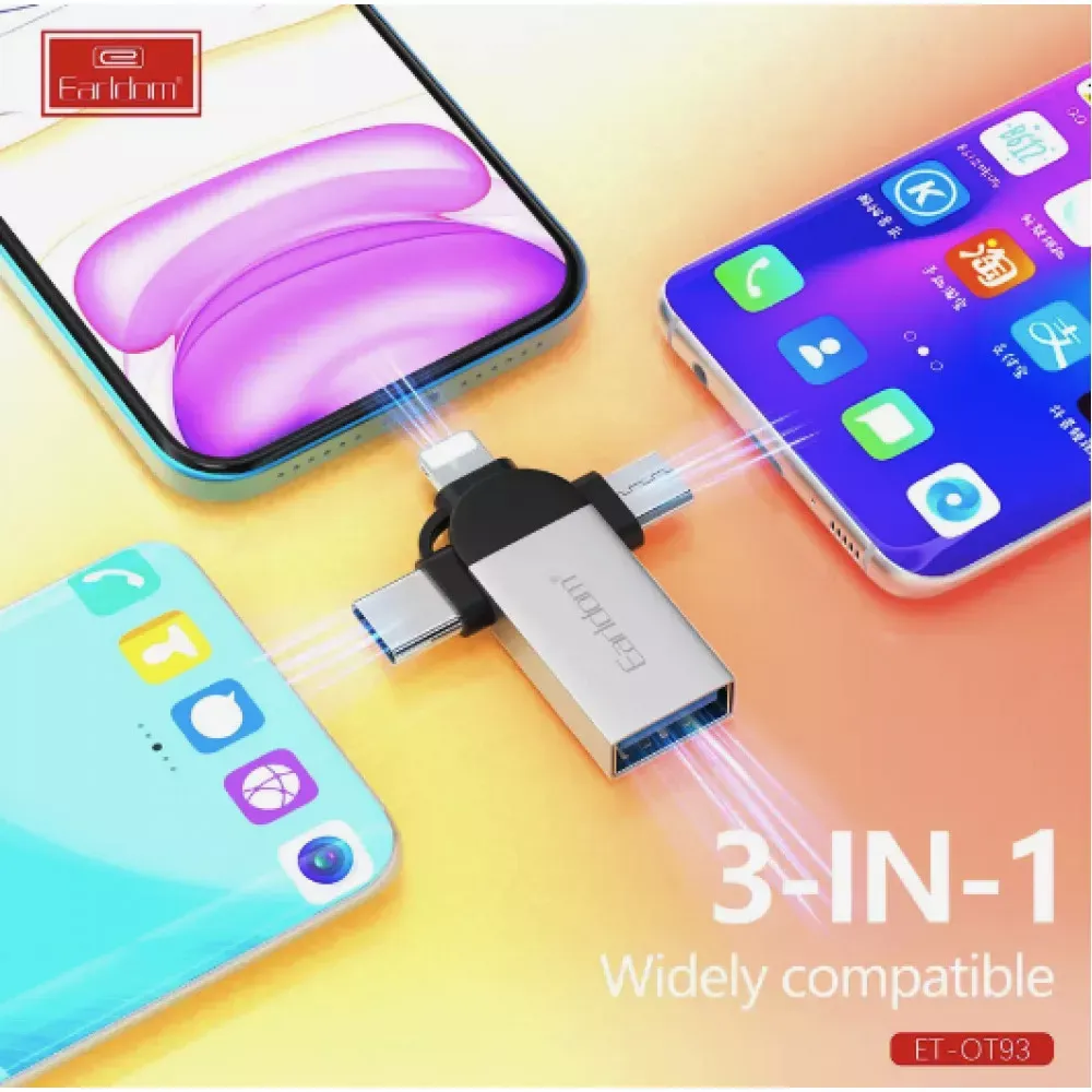 Adapter OTG USB3.0 To Micro USB , Lightning , USB C — Earldom ET-OT93 - фото 9