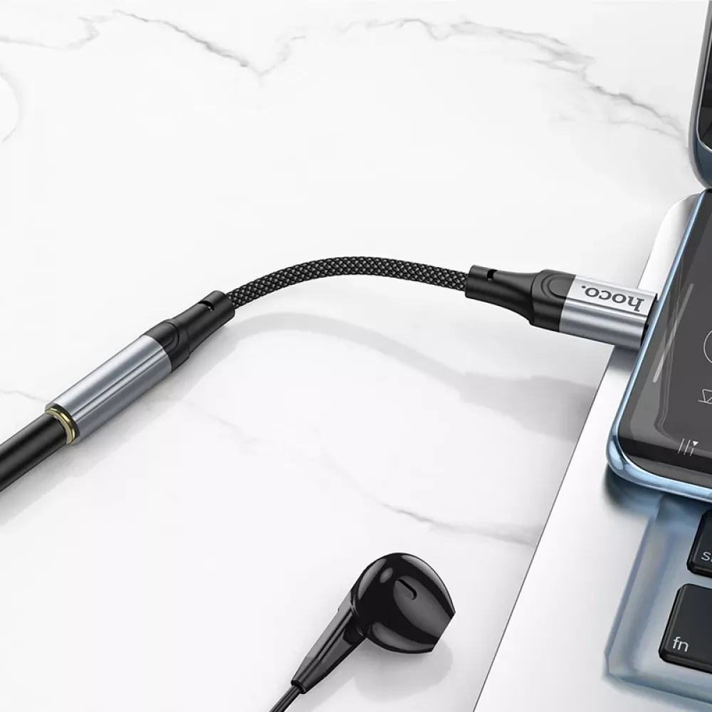 Adapter USB C To 3.5mm Hoco LS36 — Black - фото 7
