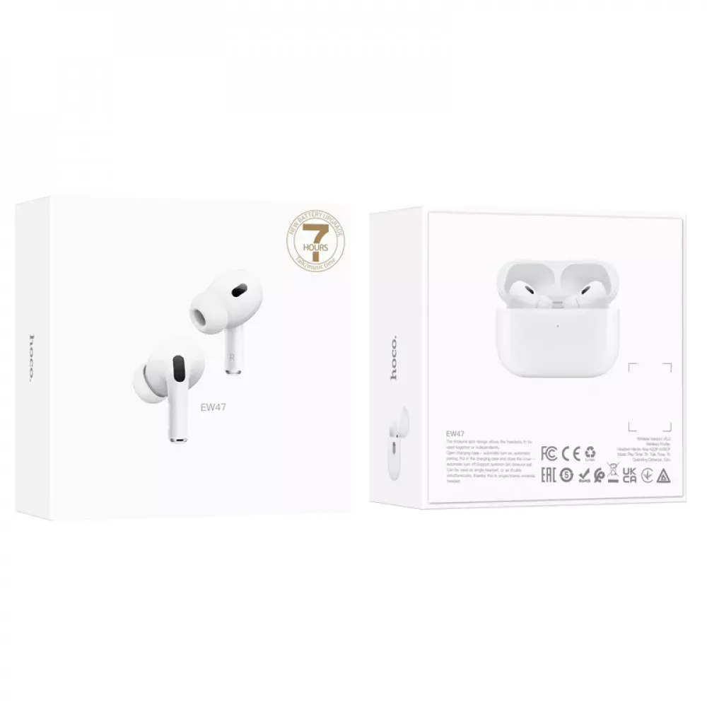 Bluetooth гарнітура TWS — Hoco EW47 True  — White - фото 3