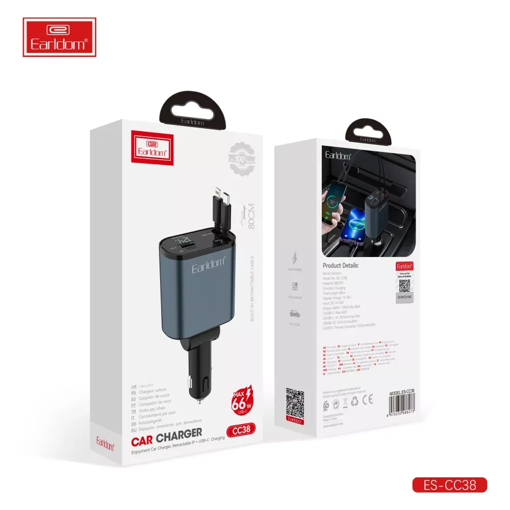 Car Charger 2.4A 1U 1C Earldom ES-CC38 - фото 3