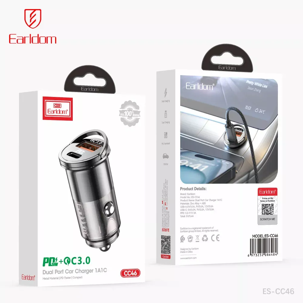 Car Charger 2.4A 1U 1C Earldom ES-CC46 - фото 3