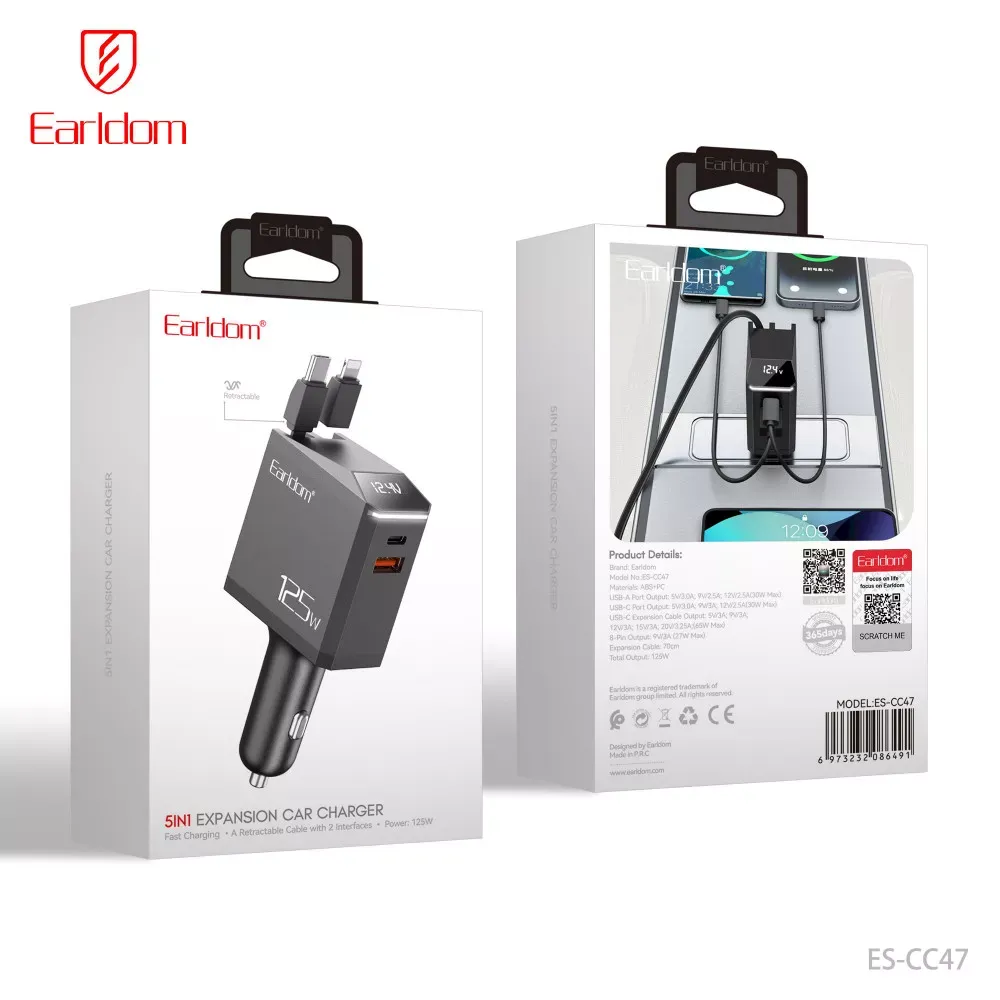 Car Charger 2.4A 1U 1C Earldom ES-CC47 - фото 3