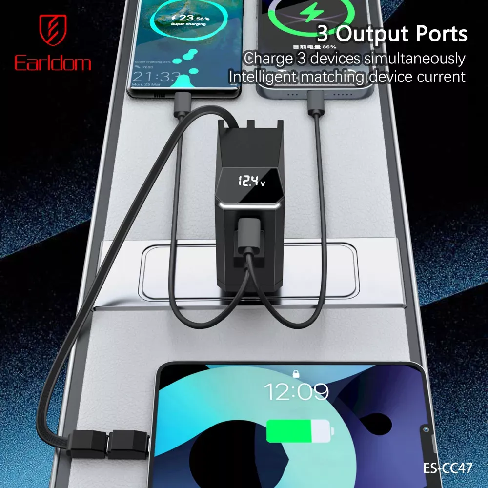 Car Charger 2.4A 1U 1C Earldom ES-CC47 - фото 5