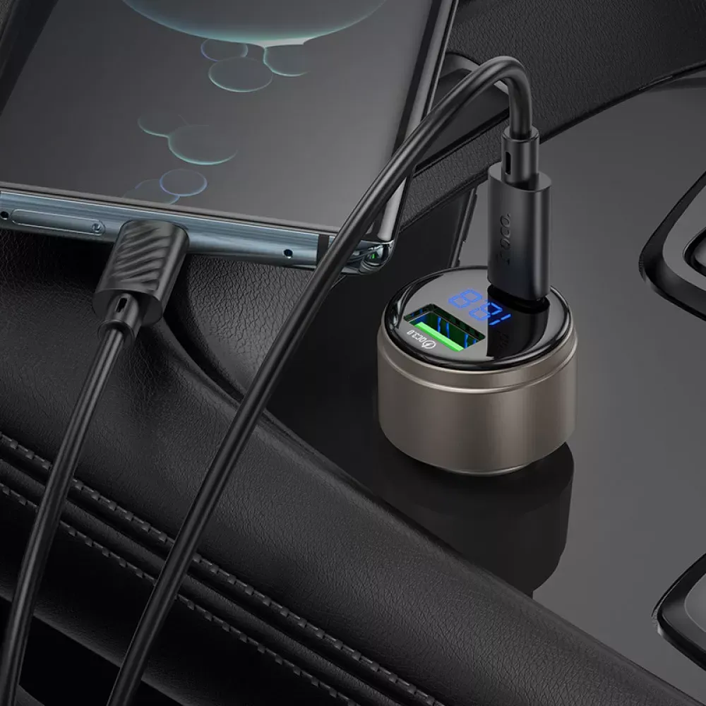 Car Charger | 45W | QC3.0 — Hoco Z57B — Metal gray - фото 6