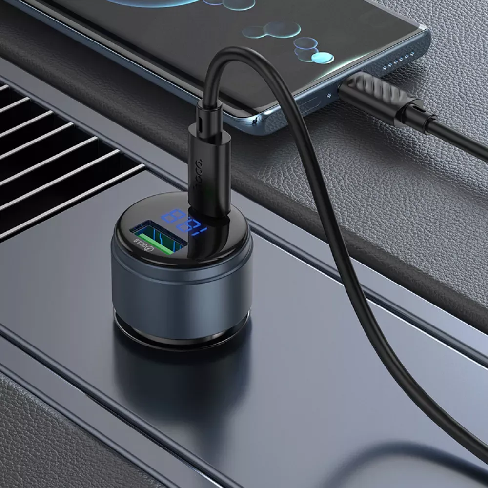 Car Charger | 45W | QC3.0 — Hoco Z57B — Metal gray - фото 7