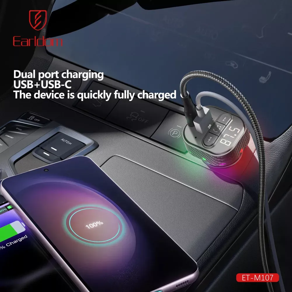 Fm Modulator MP3 Car Charger 3.0A 1U 1C Earldom ET-M107 — фото 6