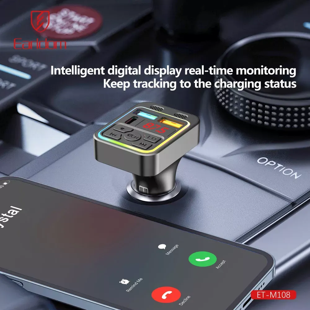 Fm Modulator MP3 | Car Charger | 3.1A | 2U | 1C — Earldom ET-M108 - фото 5