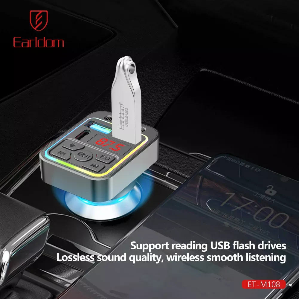 Fm Modulator MP3 | Car Charger | 3.1A | 2U | 1C — Earldom ET-M108 - фото 6