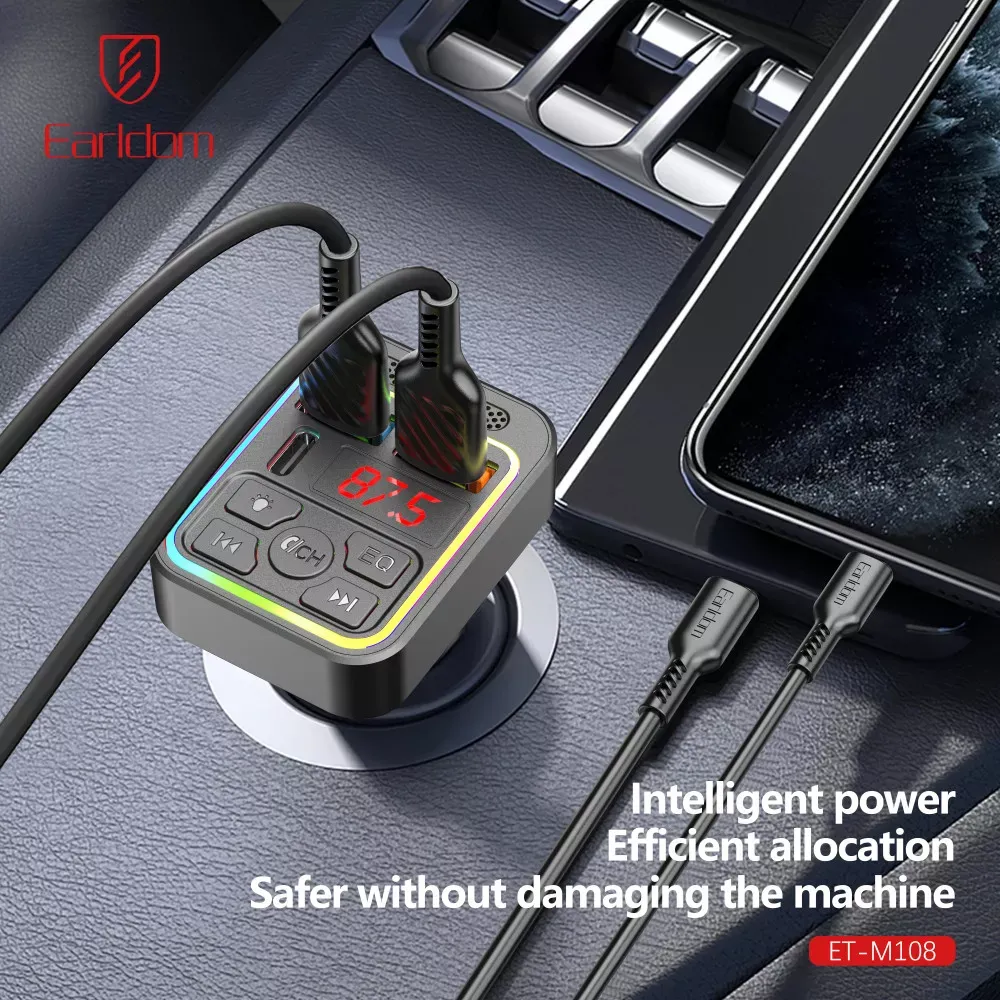 Fm Modulator MP3 | Car Charger | 3.1A | 2U | 1C — Earldom ET-M108 - фото 7