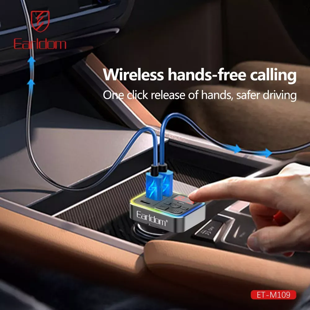 Fm Modulator MP3 | Car Charger | 3.1A | 2U | 1C — Earldom ET-M109 - фото 5