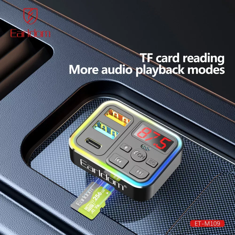 Fm Modulator MP3 | Car Charger | 3.1A | 2U | 1C — Earldom ET-M109 - фото 8