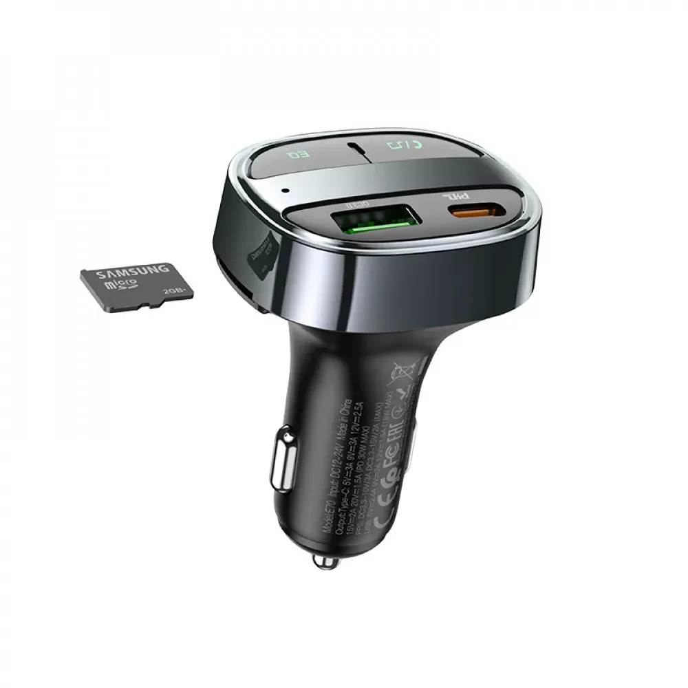 Fm Transmitter MP3 | Car Charger | 3.0A | PD30W | 1U — Hoco E70 — magic night - фото 6