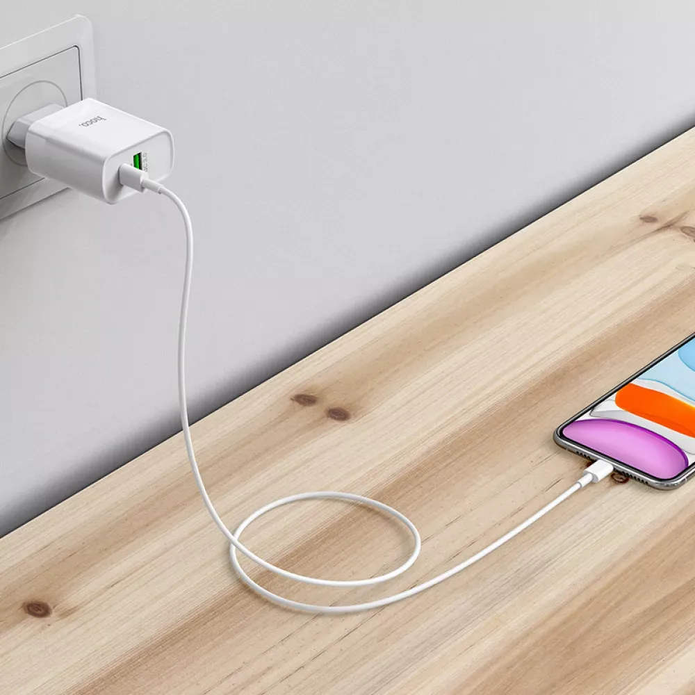 Home Charger 20W PD QC3.0 Hoco C80A — White - фото 7