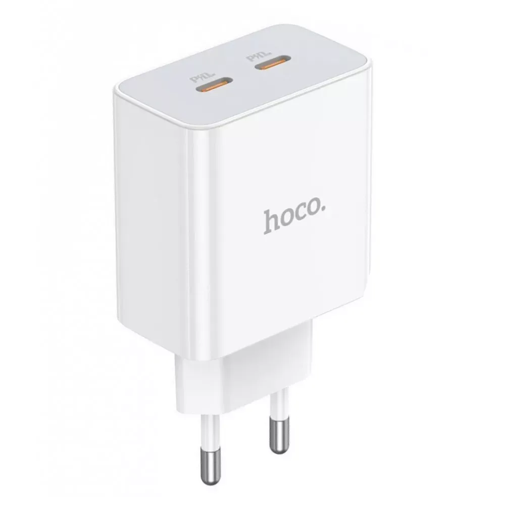 Home Charger 35W 2 PD QC3.0 Hoco C108A — White — Hoco