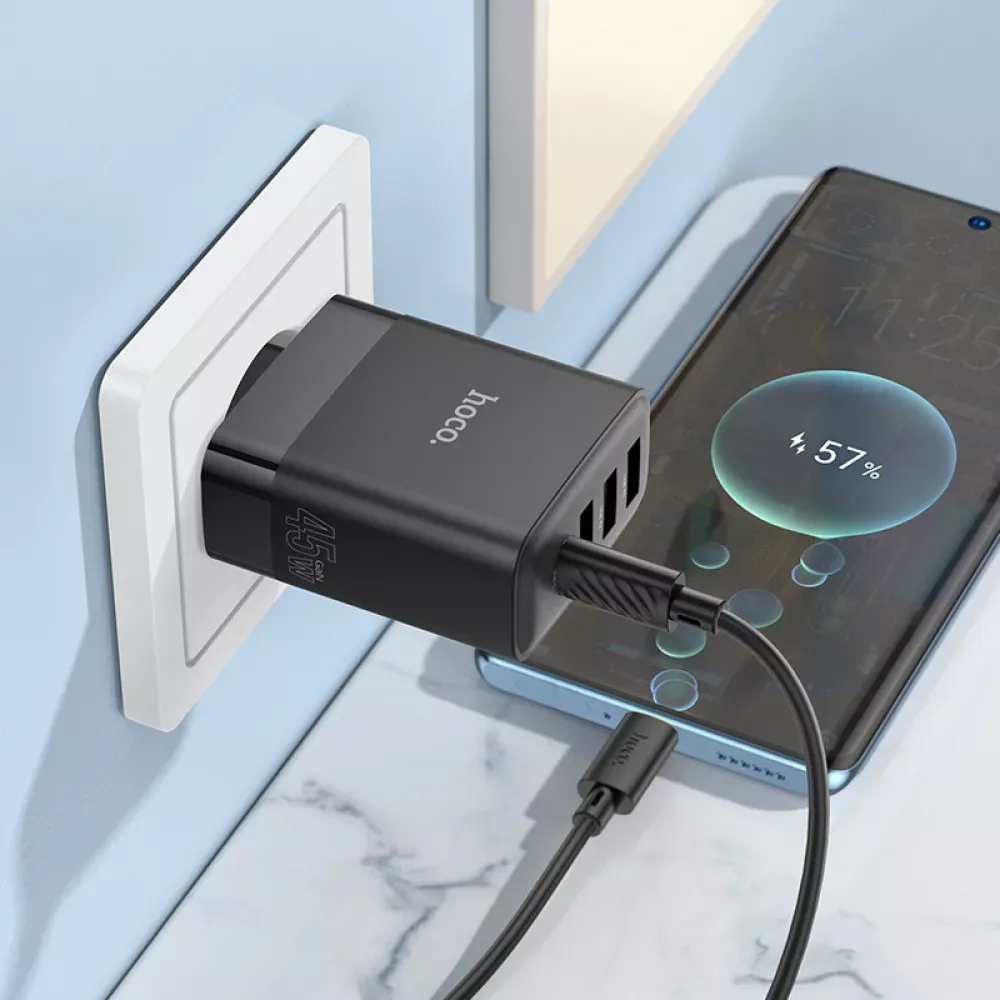 Home Charger | 45W | PD | QC3.0 — Hoco C127A __ — Black — фото 5