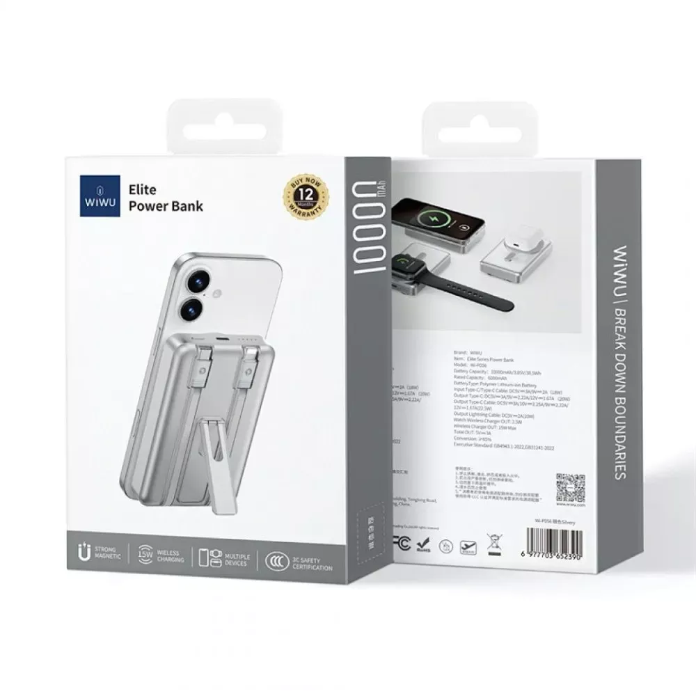 Power Bank 10000 mAh | 22.5W — WiWU Wi-P056 — Silver — фото 3