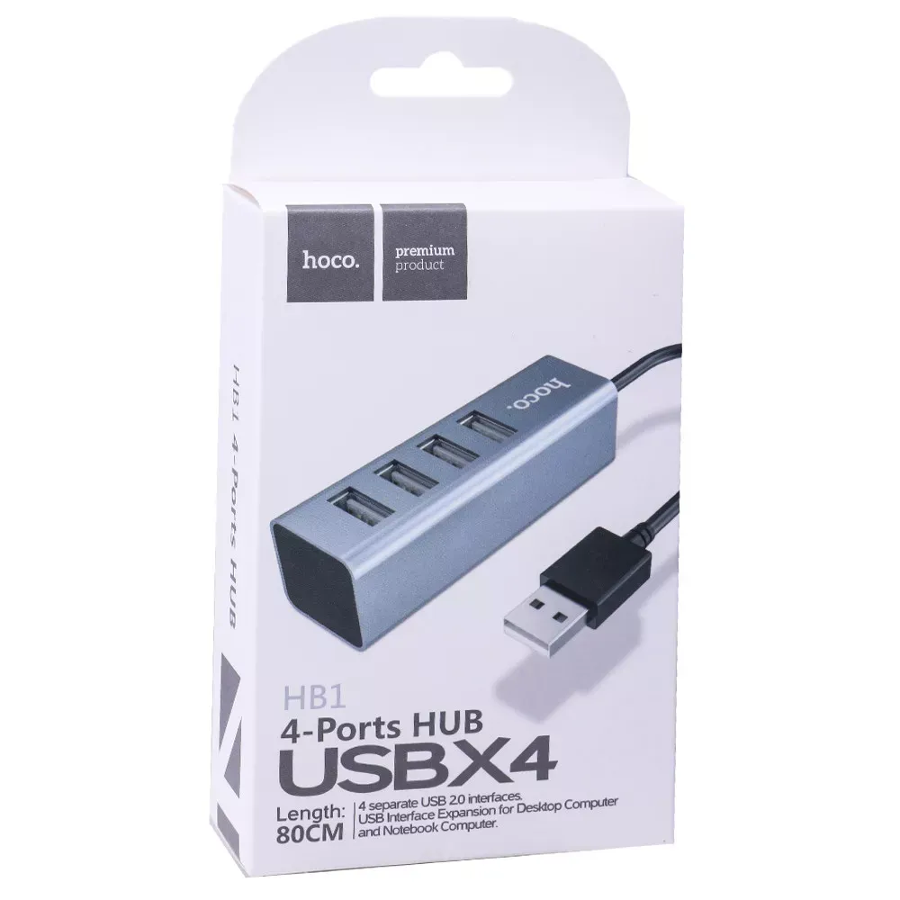 USB HUB Hoco HB1 Line Machine ; USB To 4 USB — Tarnish - фото 4