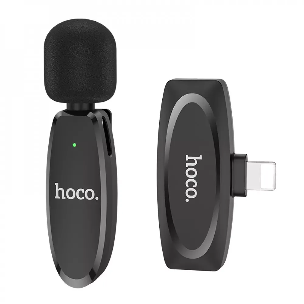 Wireless Digital Microphone Hoco L15 iP Crystal lavalier — Black — Hoco