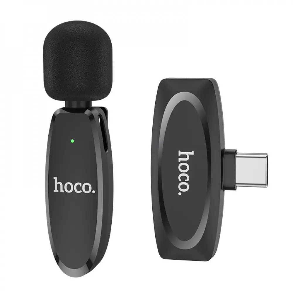 Wireless Digital Microphone Hoco L15 Type-C Crystal lavalier — Black — Hoco