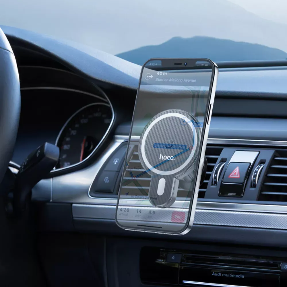 Автодержатель Hoco CA85 Ultra-fast magnetic wireless charging — Black - фото 4