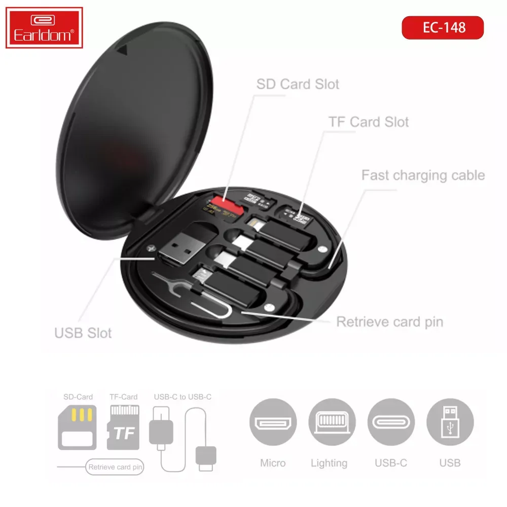 Кабель 3 in 1 ( L , M , С ) 2A (1m) — Earldom EC-148 - фото 4