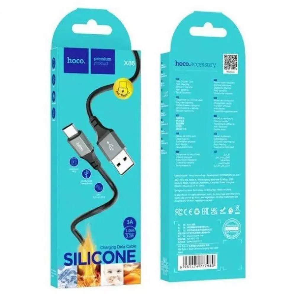 Кабель USB C 2.4A (1m) Hoco X86 — Black - фото 3