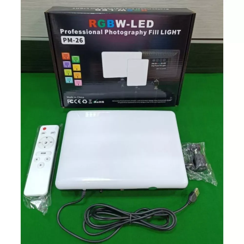 Лампа видеосвет LED RGB PM26 23x16 cm 96 Lights 2700K-6000K Remote USB + Adapter inside - фото 4