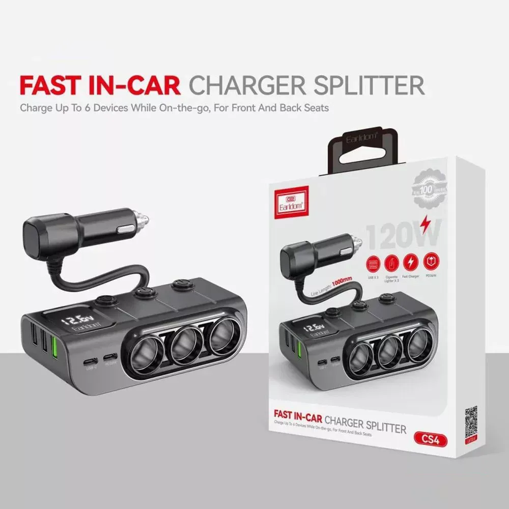 Разветвитель прикуривателя | 3S | 3.1A | 2U — Earldom ES-CS4 - фото 3