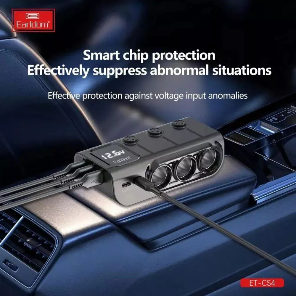 Разветвитель прикуривателя | 3S | 3.1A | 2U — Earldom ES-CS4 - фото 5