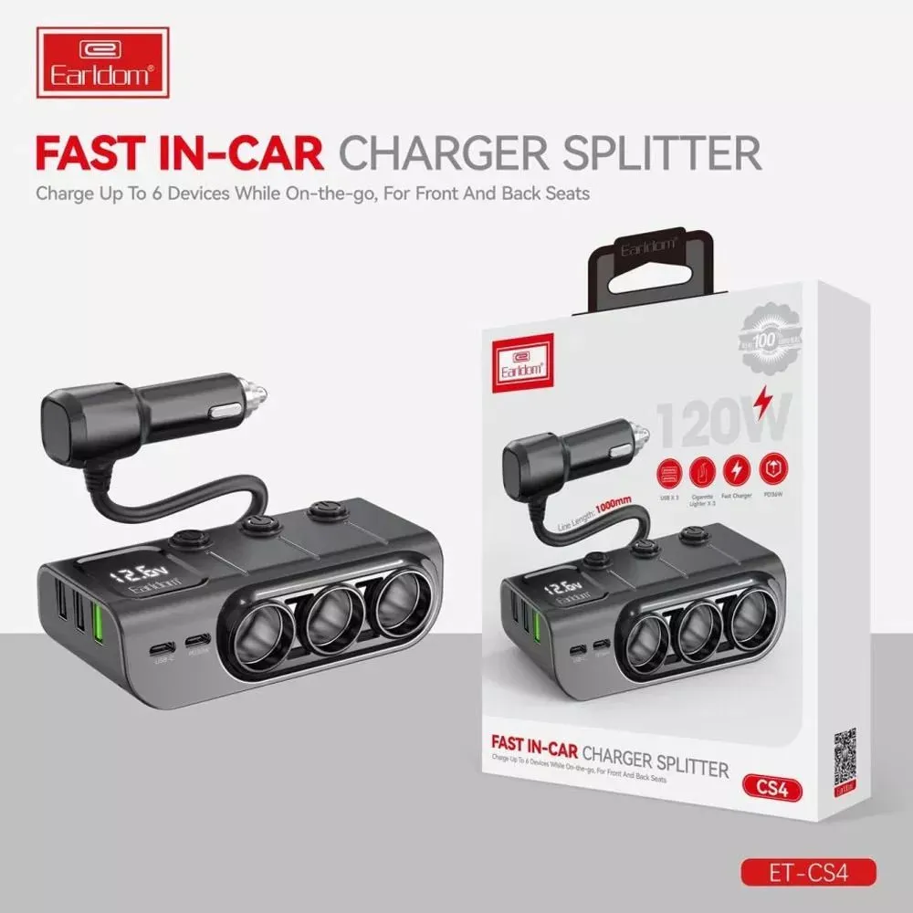 Разветвитель прикуривателя | 3S | 3.1A | 2U — Earldom ES-CS4 - фото 6