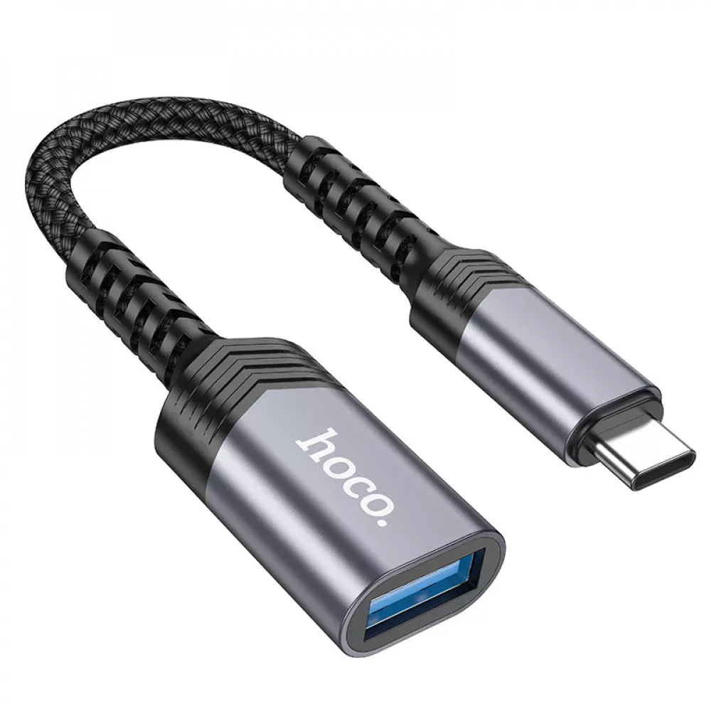 Adapter OTG USB C To USB Hoco UA24 — Metal Gray — Hoco