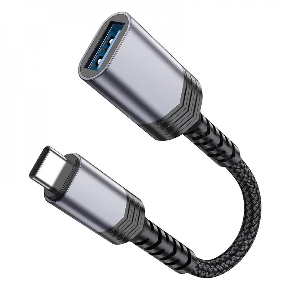 Adapter OTG USB C To USB Hoco UA24 — Metal Gray - фото 5