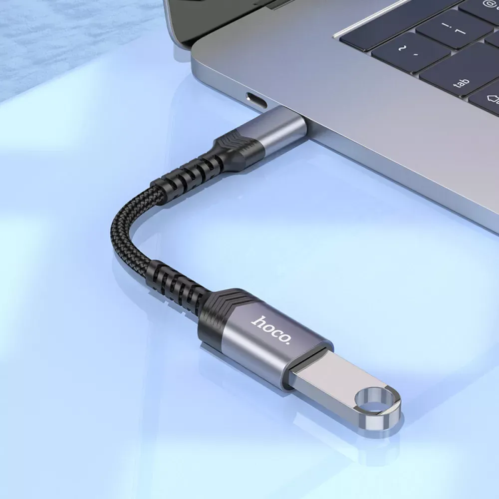 Adapter OTG USB C To USB Hoco UA24 — Metal Gray - фото 6