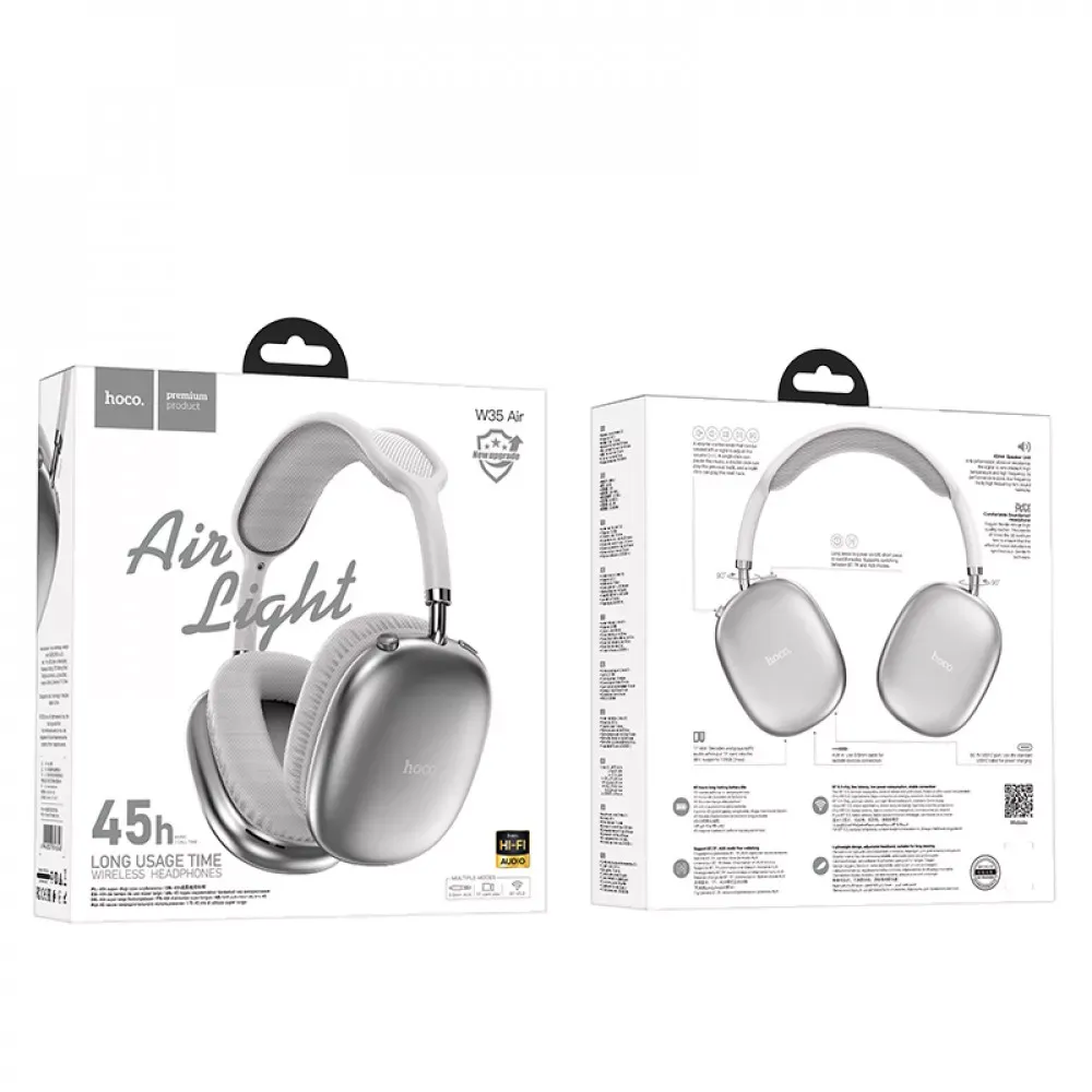 Bluetooth Headphones — Hoco W35 Air Triumph — Silver - фото 4
