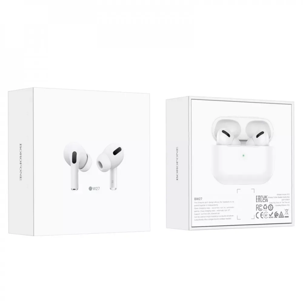 Bluetooth гарнітура TWS — Borofone BW27 True — White - фото 3