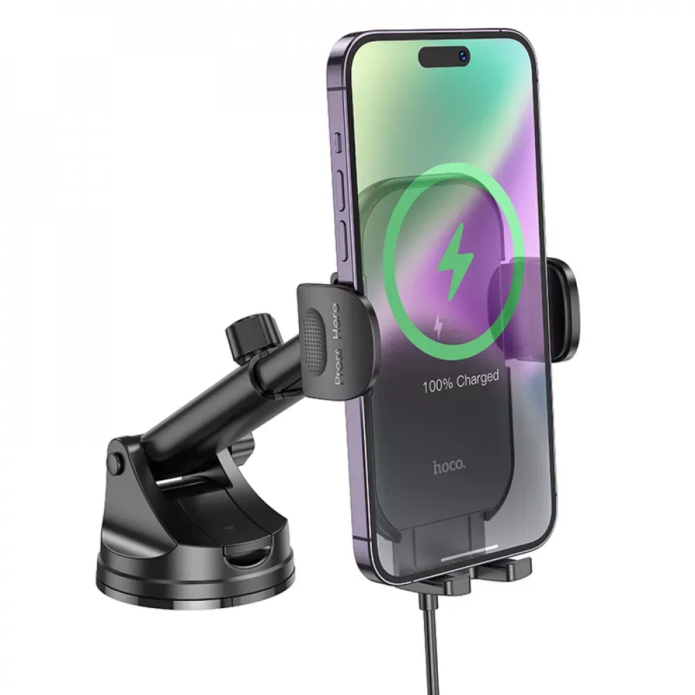 Car Holder Hoco HW5 Journey wireless fast charging — Black — фото 4