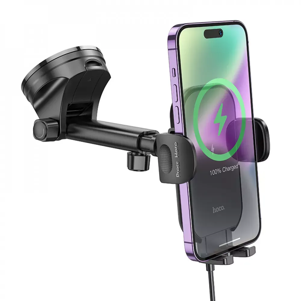 Car Holder Hoco HW5 Journey wireless fast charging — Black — фото 5